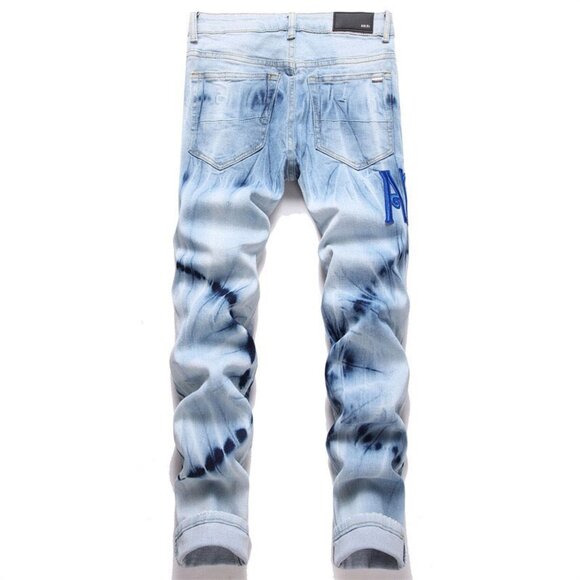 Amiri Black Inkjet Blue Distressed Jeans - Picture 2 of 9